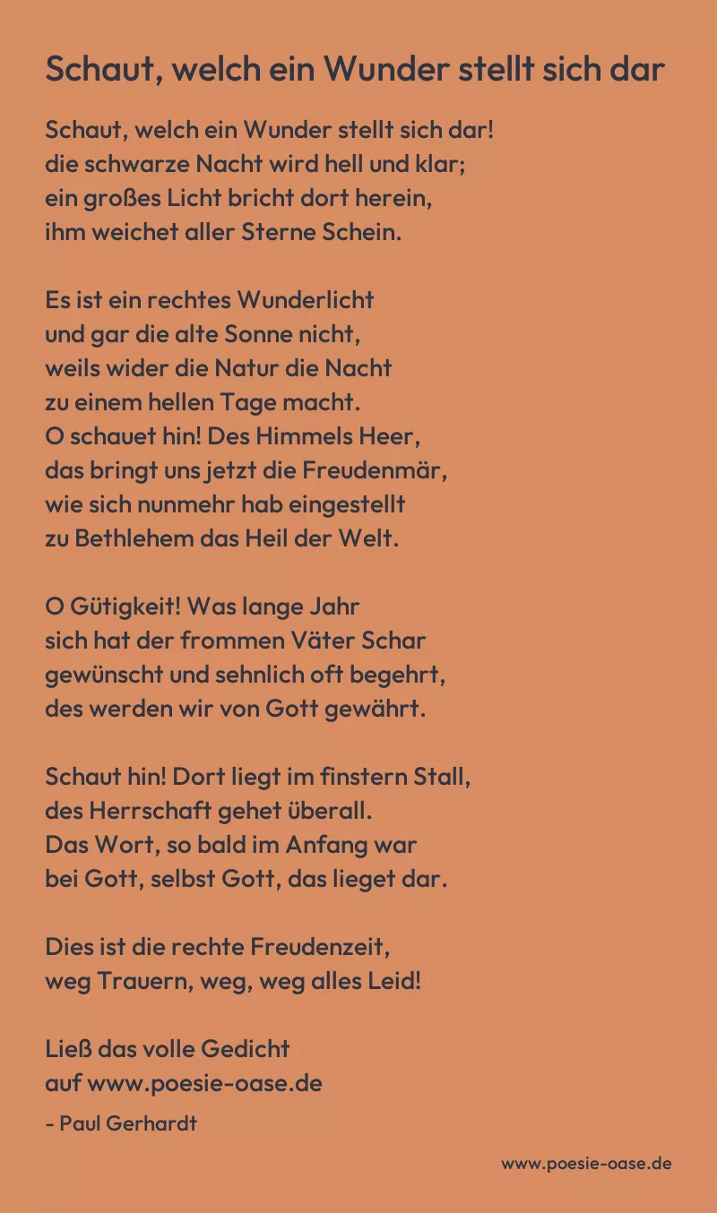 Gedicht: Schaut, welch ein Wunder stellt sich dar von Paul Gerhardt