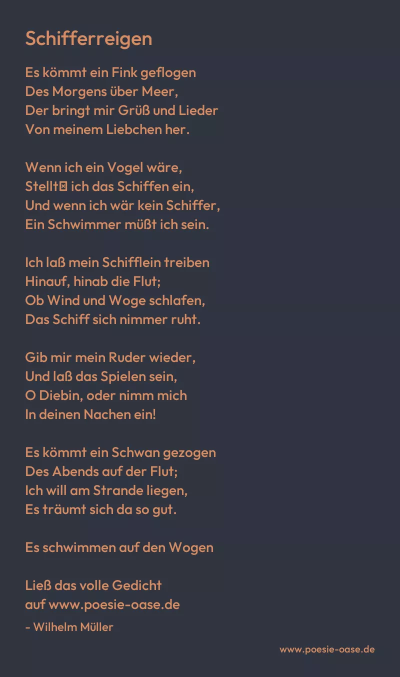 Gedicht: Schifferreigen von Wilhelm Müller