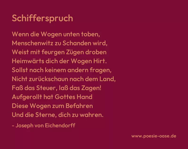 Gedicht: Schifferspruch von Joseph von Eichendorff