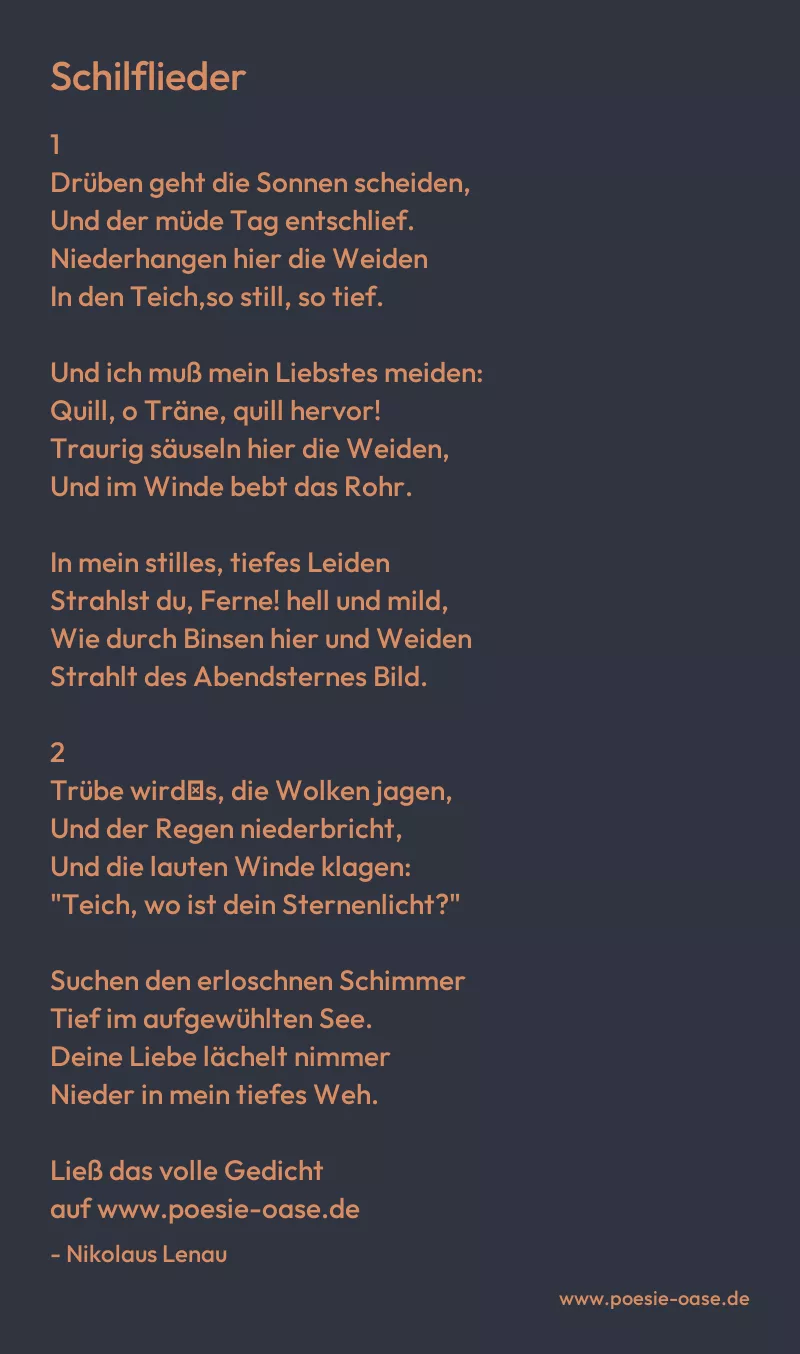 Gedicht: Schilflieder von Nikolaus Lenau