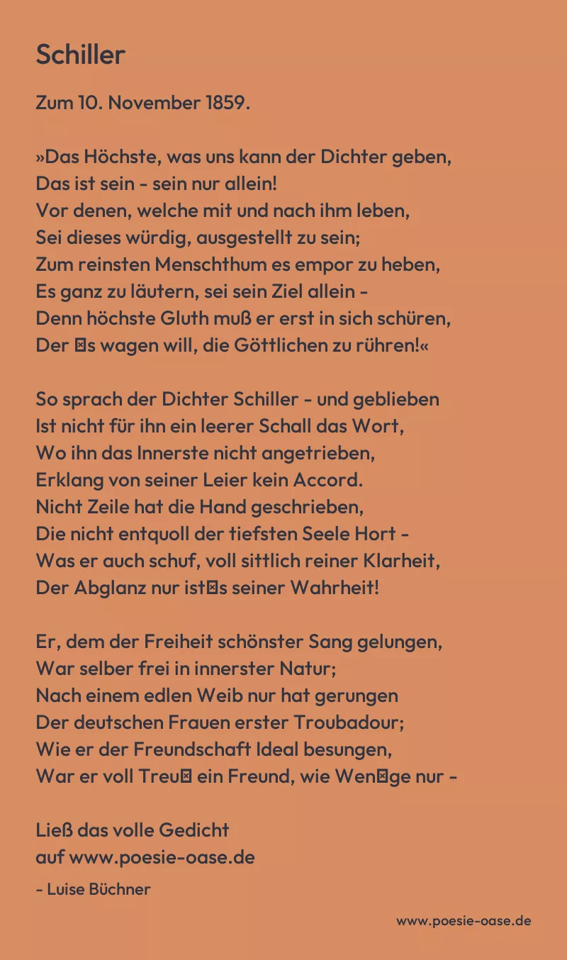 Gedicht: Schiller von Luise Büchner