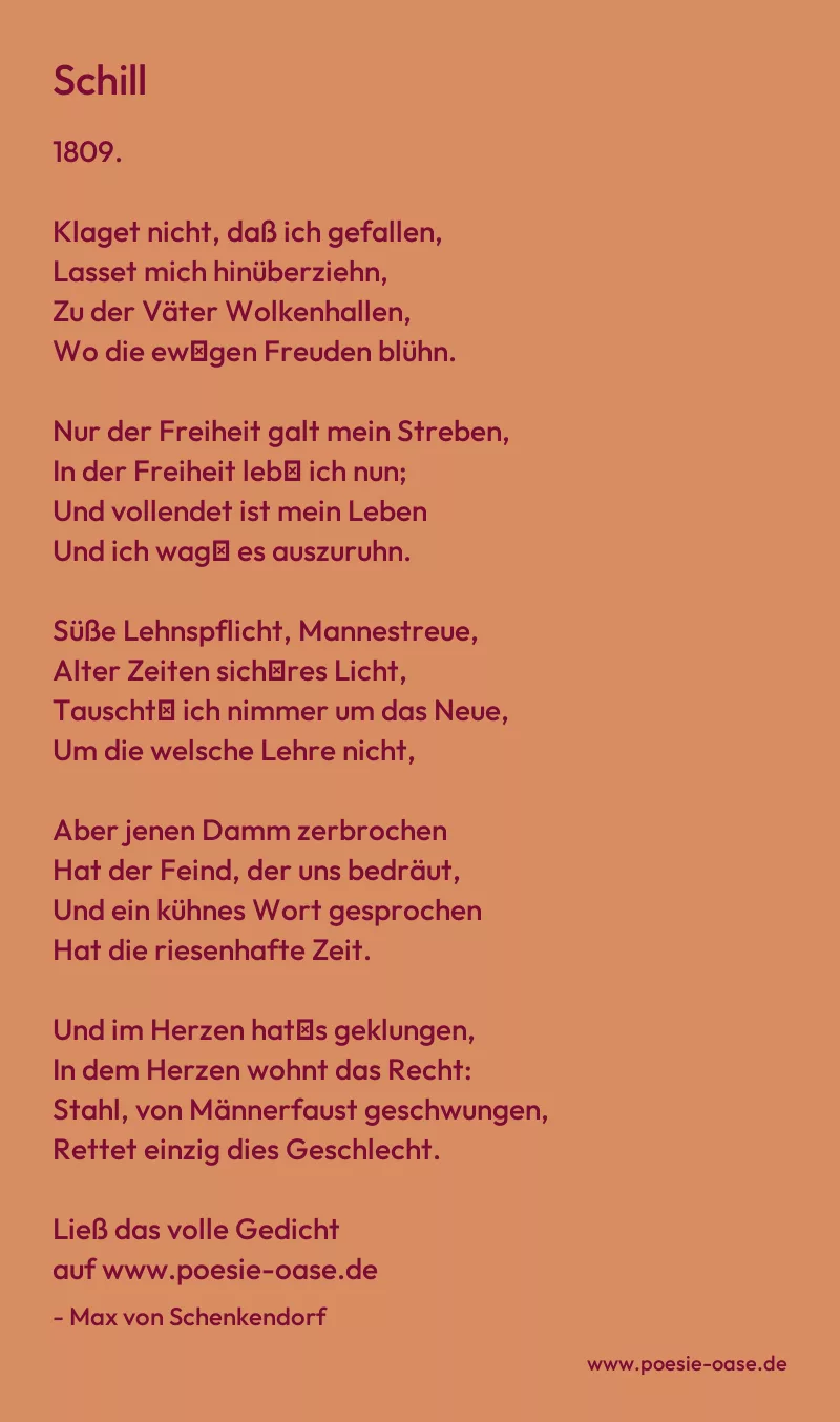 Gedicht: Schill von Max von Schenkendorf