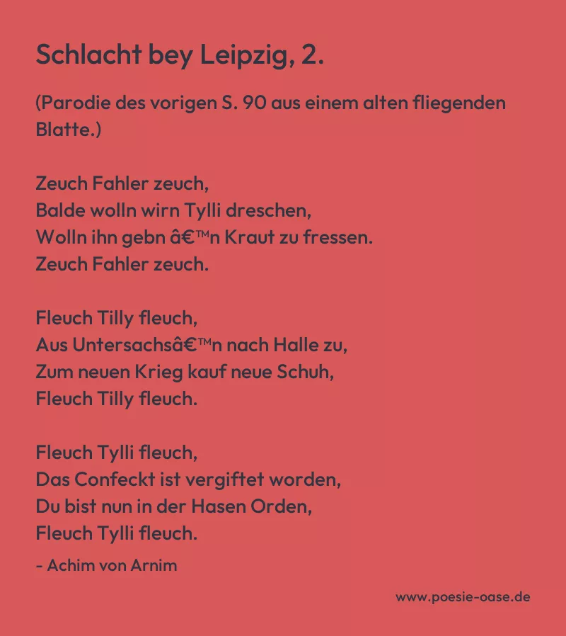 Gedicht: Schlacht bey Leipzig, 2. von Achim von Arnim