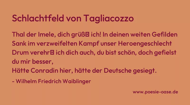 Gedicht: Schlachtfeld von Tagliacozzo von Wilhelm Friedrich Waiblinger
