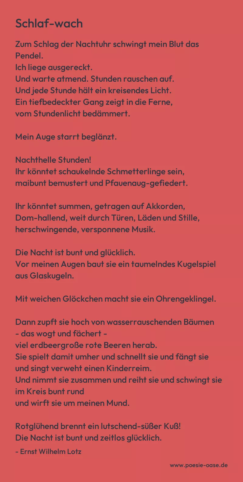 Gedicht: Schlaf-wach von Ernst Wilhelm Lotz
