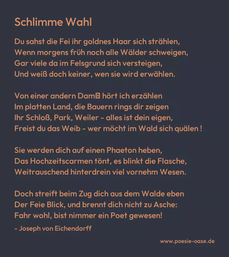 Gedicht: Schlimme Wahl von Joseph von Eichendorff