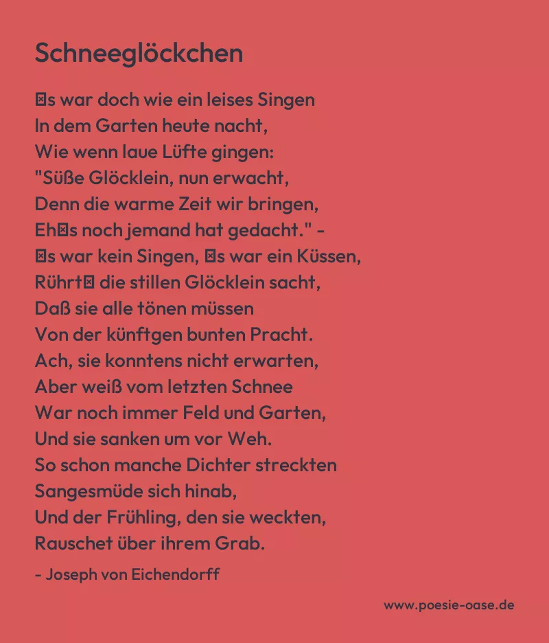 Gedicht: Schneeglöckchen von Joseph von Eichendorff