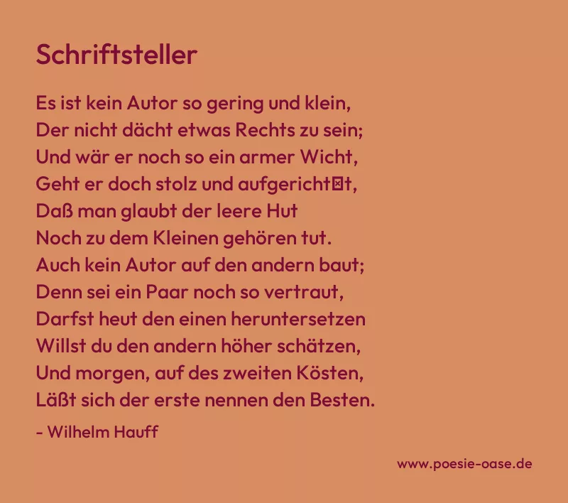 Gedicht: Schriftsteller von Wilhelm Hauff