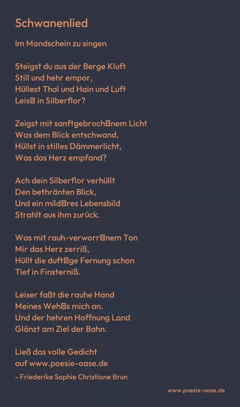 Gedicht: Schwanenlied von Friederike Sophie Christiane Brun