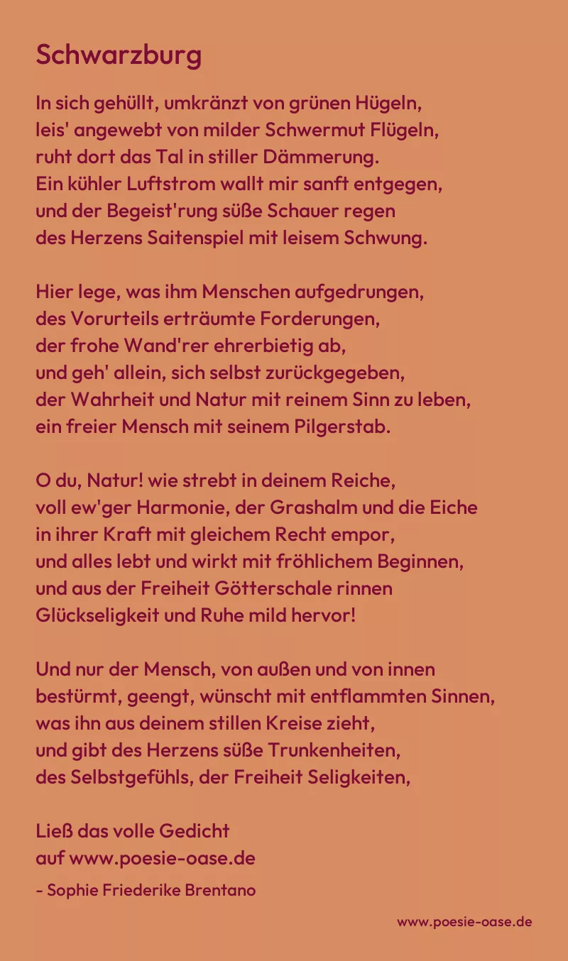 Gedicht: Schwarzburg von Sophie Friederike Brentano