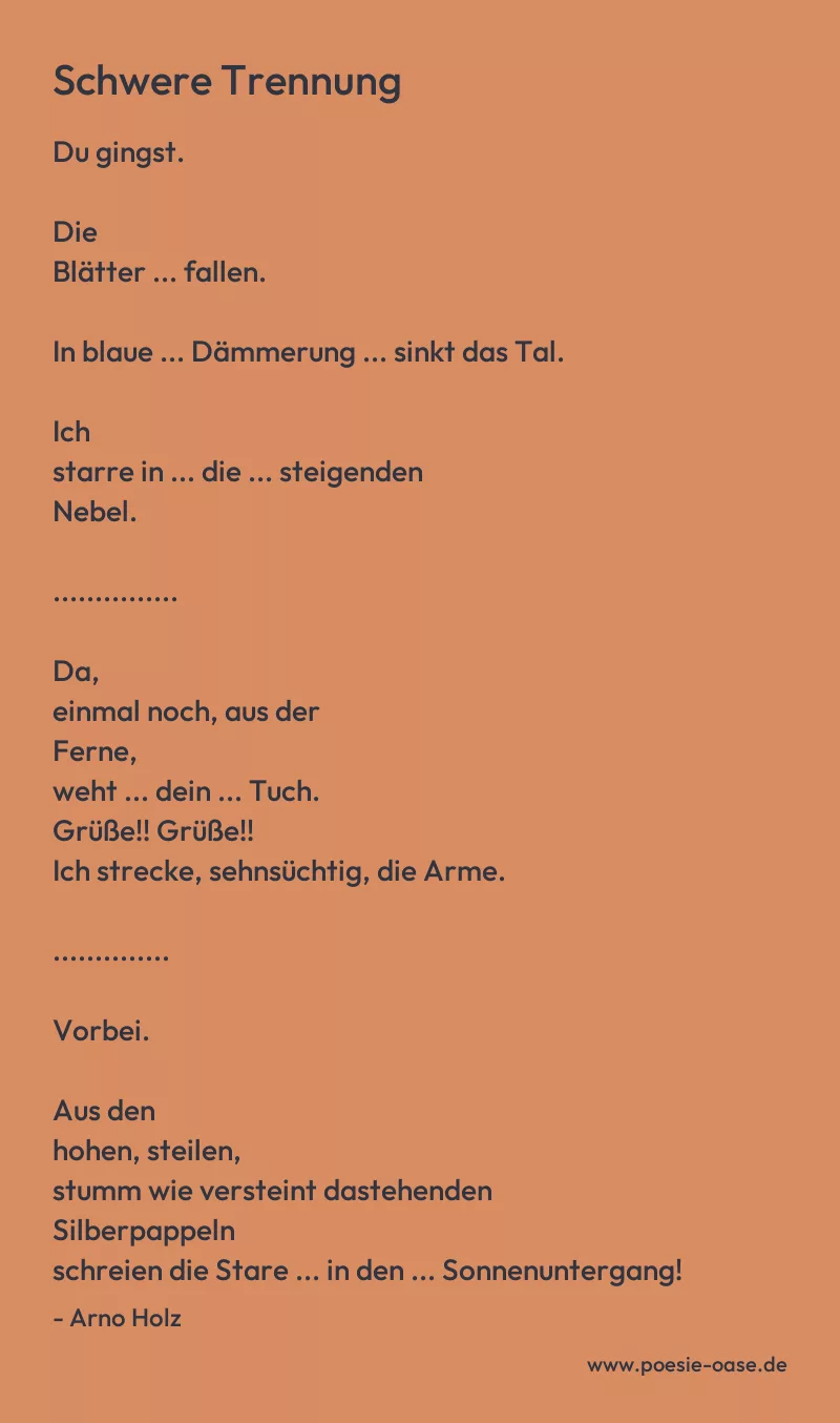 Gedicht: Schwere Trennung von Arno Holz