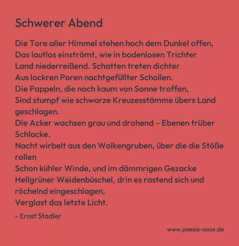 Gedicht: Schwerer Abend von Ernst Stadler