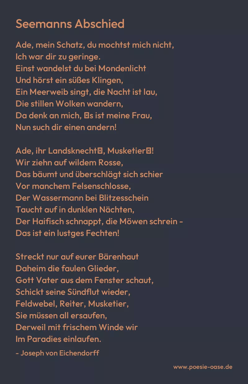 Gedicht: Seemanns Abschied von Joseph von Eichendorff