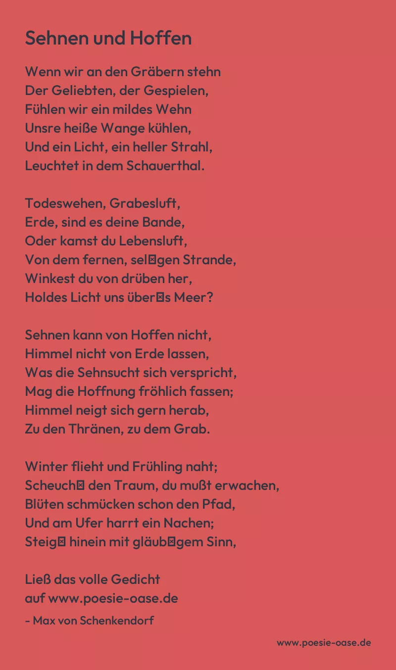 Gedicht: Sehnen und Hoffen von Max von Schenkendorf
