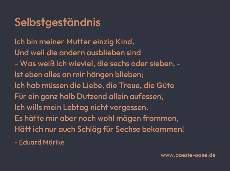 Gedicht: Selbstgeständnis von Eduard Mörike
