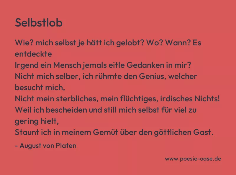 Gedicht: Selbstlob von August von Platen