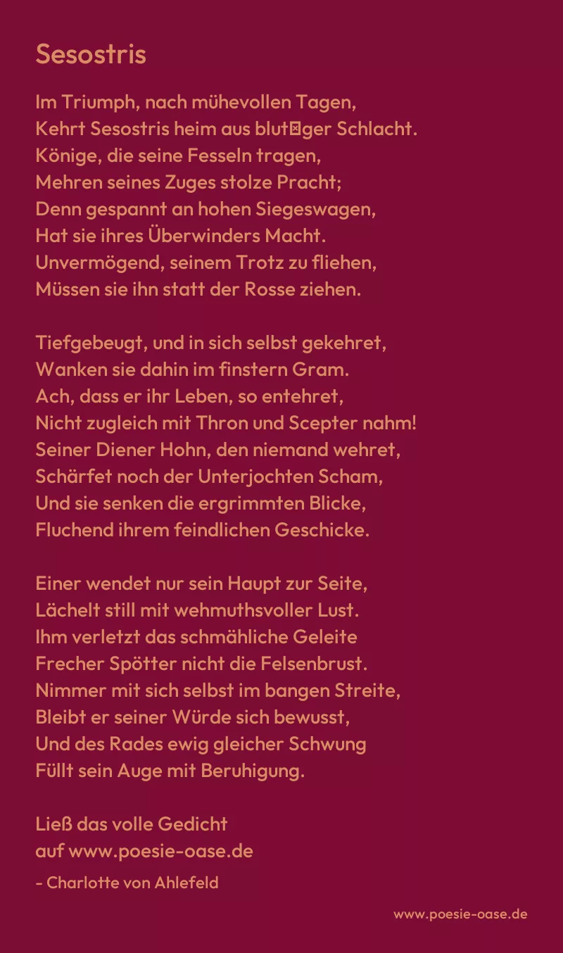 Gedicht: Sesostris von Charlotte von Ahlefeld