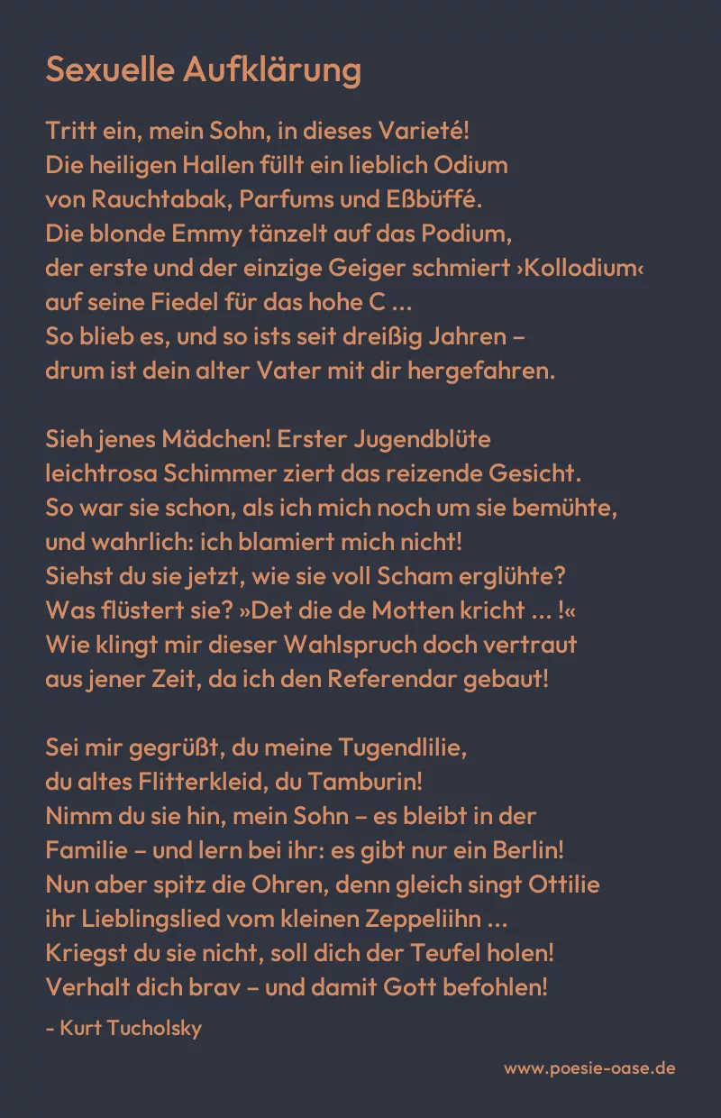 Gedicht: Sexuelle Aufklärung von Kurt Tucholsky