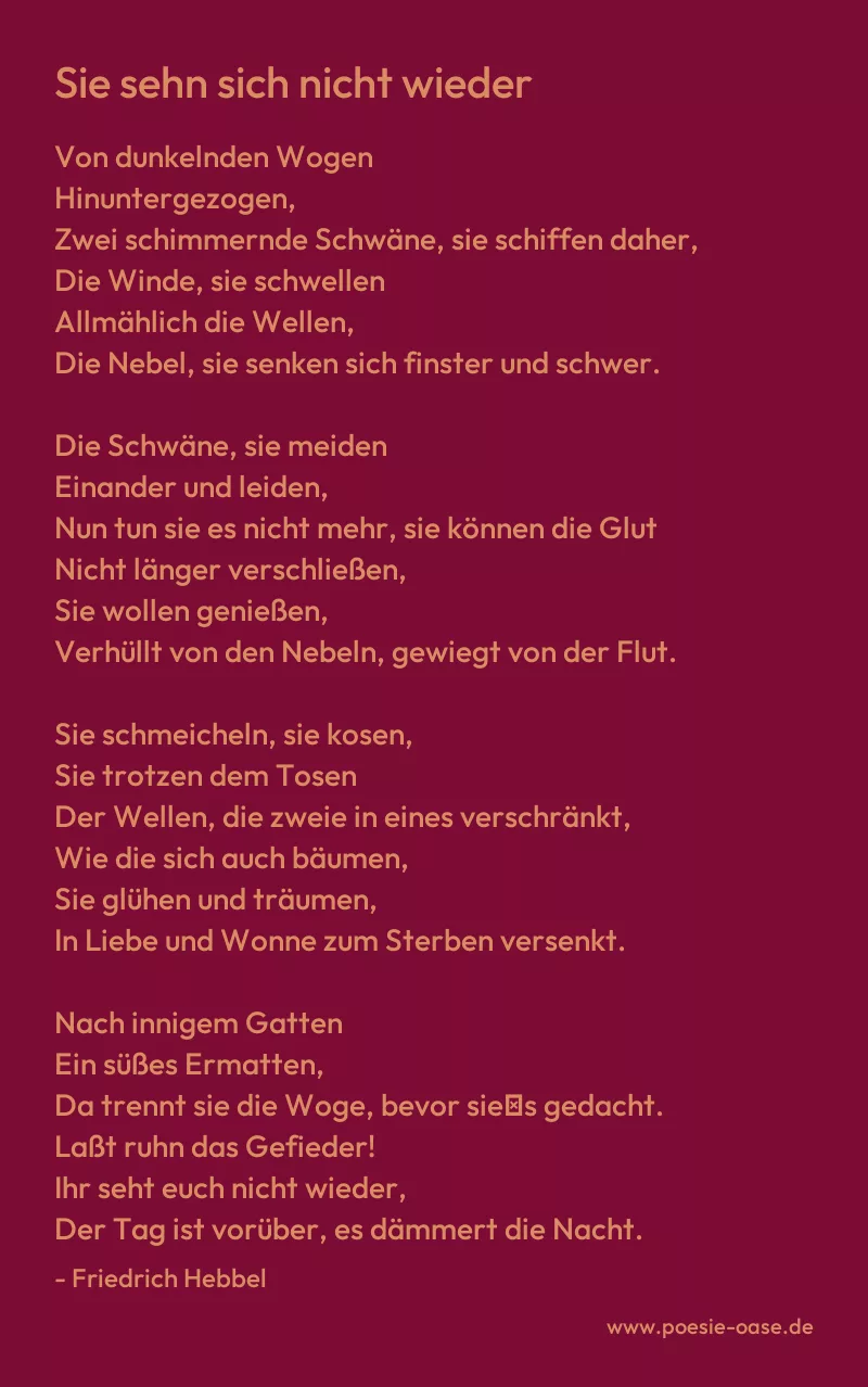 Gedicht: Sie sehn sich nicht wieder von Friedrich Hebbel