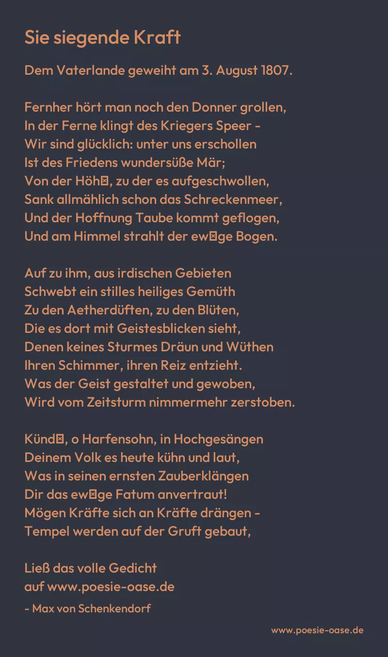 Gedicht: Sie siegende Kraft von Max von Schenkendorf
