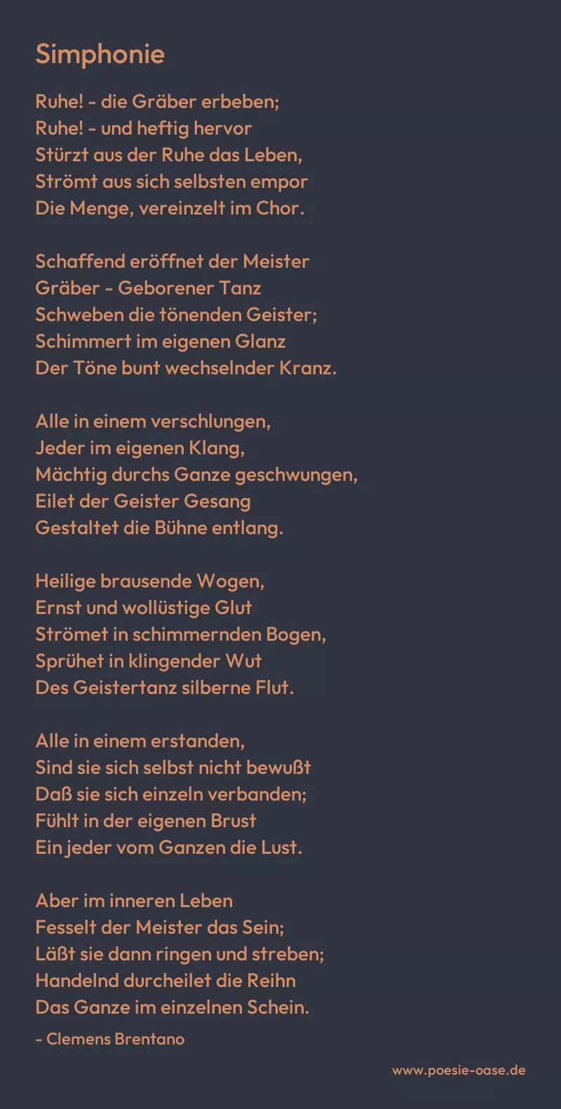 Gedicht: Simphonie von Clemens Brentano
