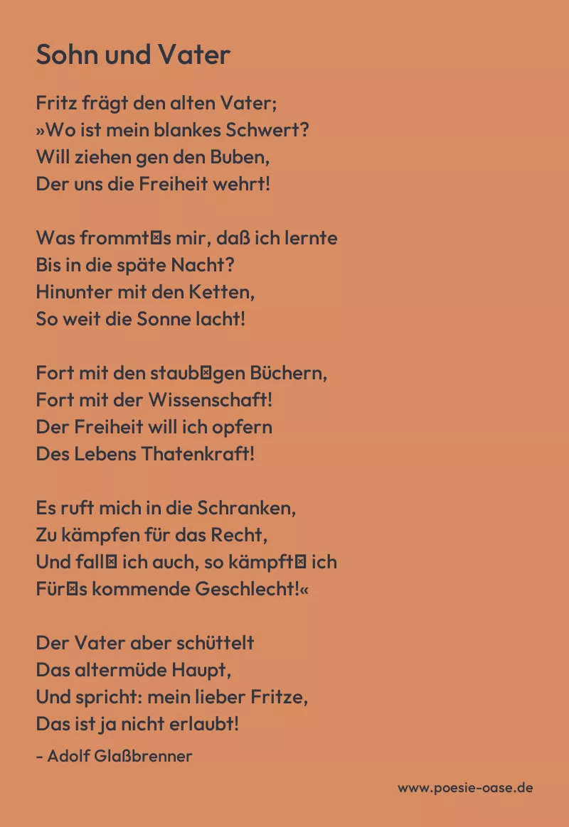 Gedicht: Sohn und Vater von Adolf Glaßbrenner