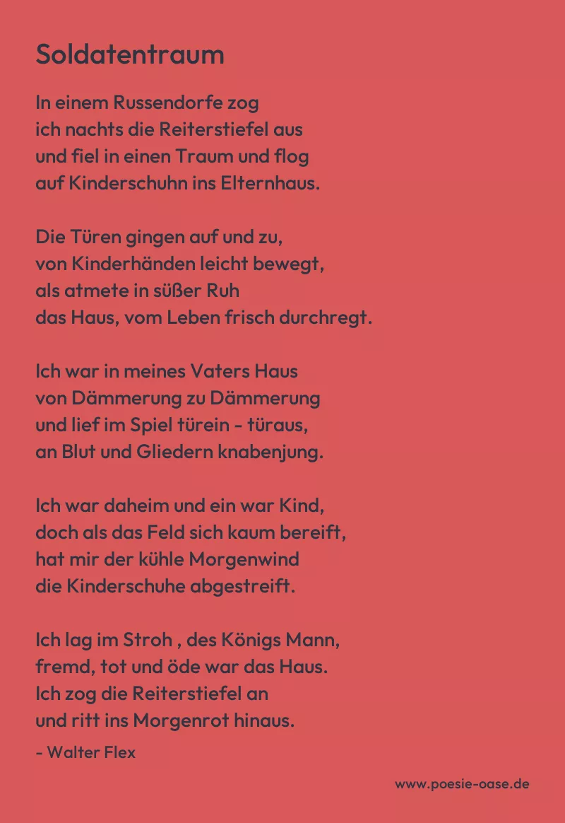 Gedicht: Soldatentraum von Walter Flex