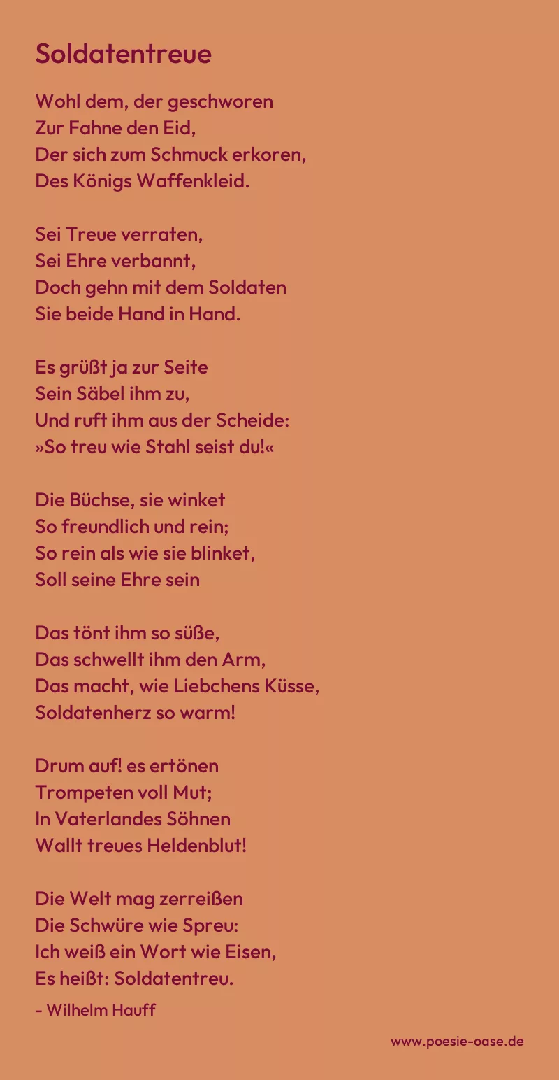 Gedicht: Soldatentreue von Wilhelm Hauff