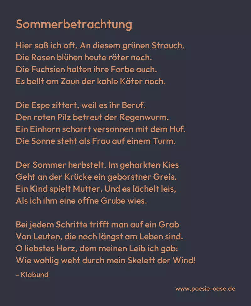 Gedicht: Sommerbetrachtung von Klabund