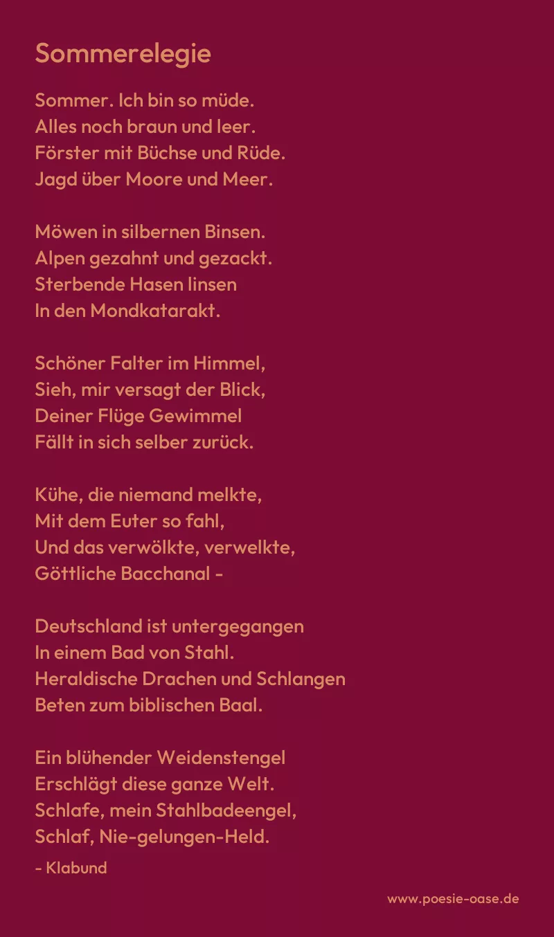 Gedicht: Sommerelegie von Klabund