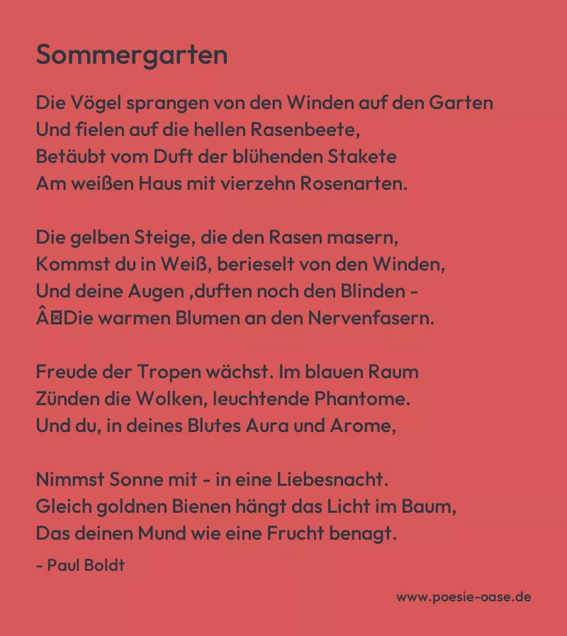 Gedicht: Sommergarten von Paul Boldt