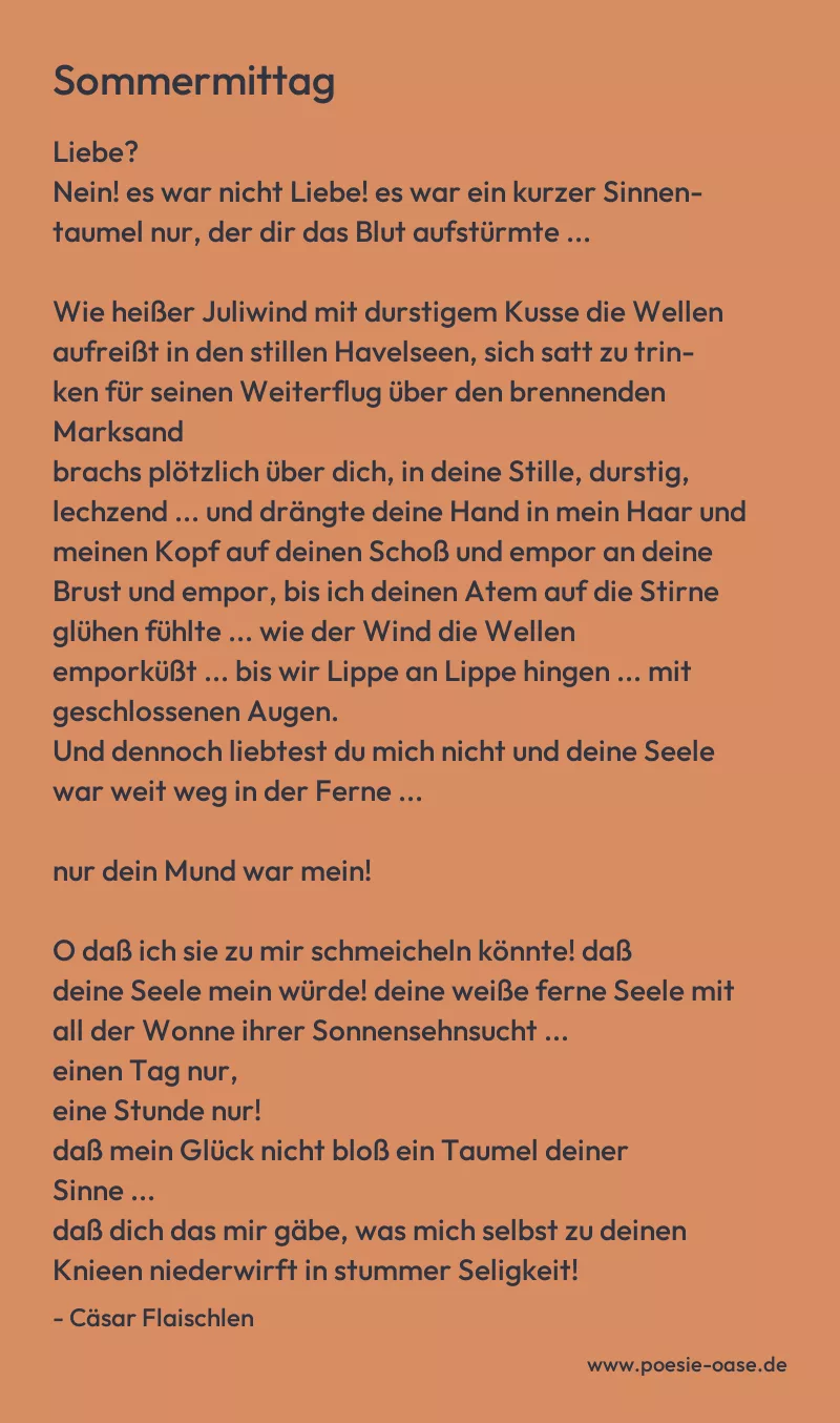 Gedicht: Sommermittag von Cäsar Flaischlen