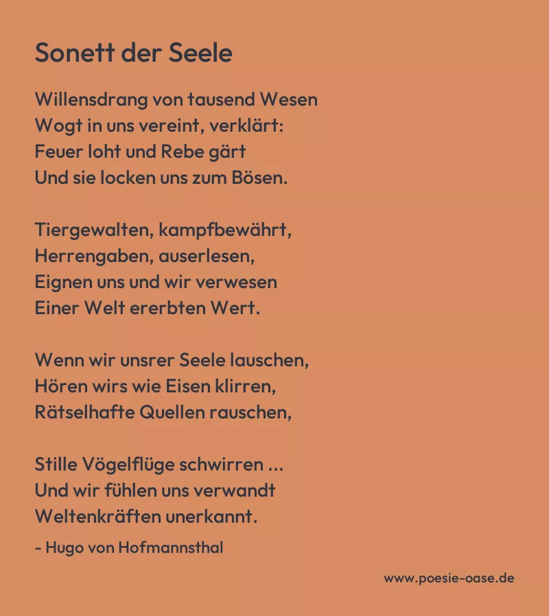Gedicht: Sonett der Seele von Hugo von Hofmannsthal