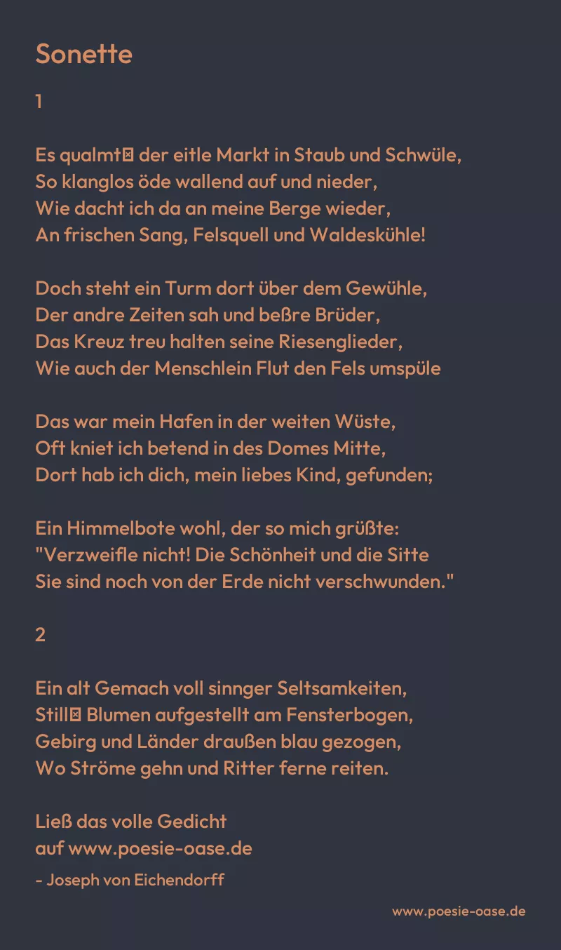 Gedicht: Sonette von Joseph von Eichendorff
