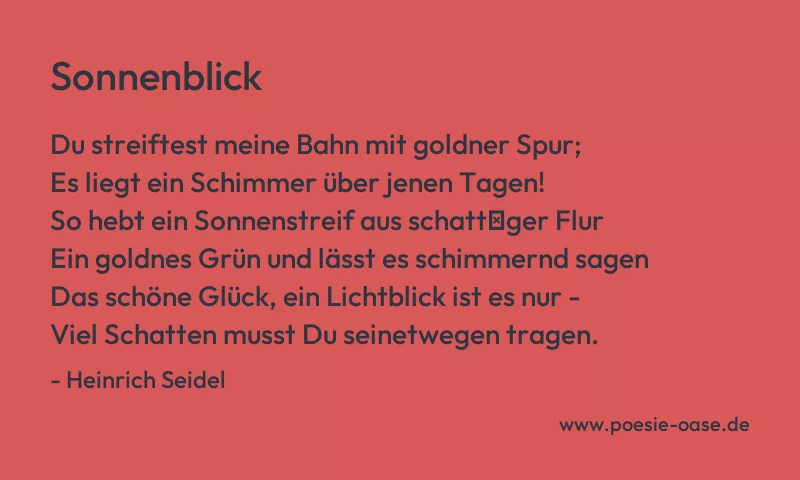 Gedicht: Sonnenblick von Heinrich Seidel