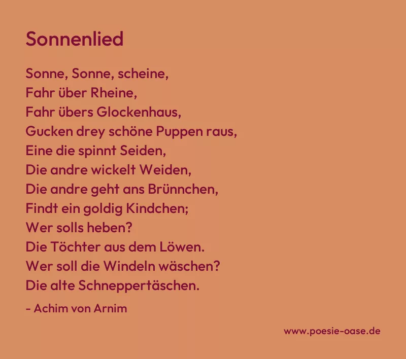 Gedicht: Sonnenlied von Achim von Arnim
