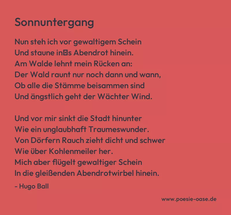 Gedicht: Sonnuntergang von Hugo Ball