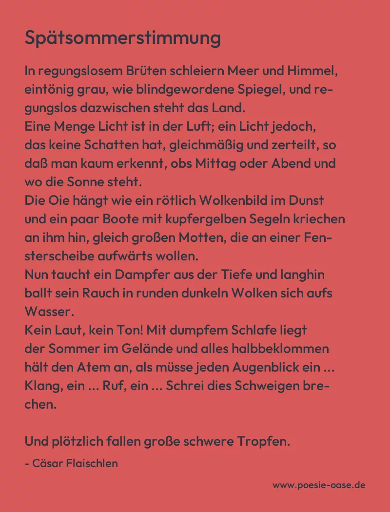 Gedicht: Spätsommerstimmung von Cäsar Flaischlen