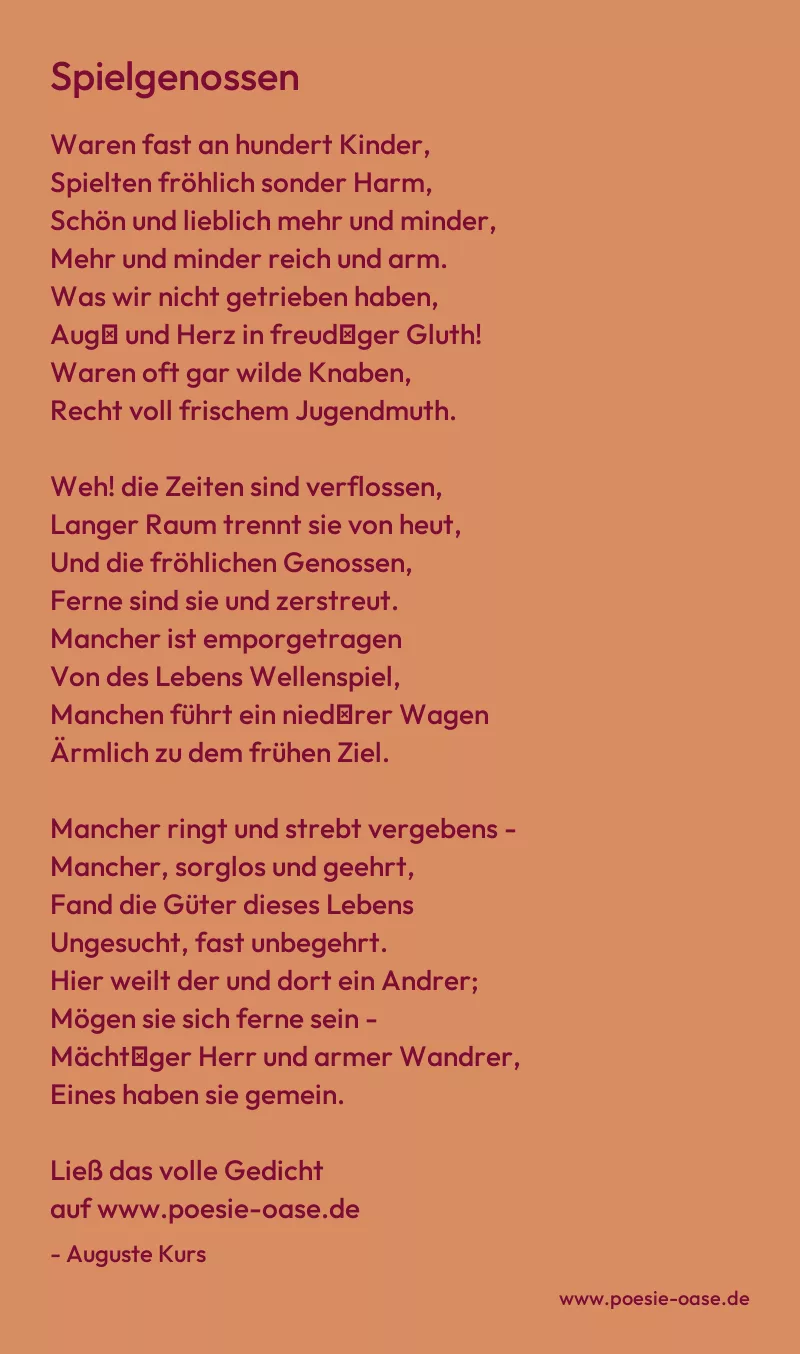Gedicht: Spielgenossen von Auguste Kurs
