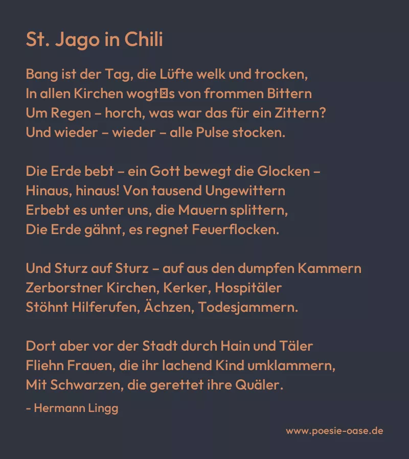 Gedicht: St. Jago in Chili von Hermann Lingg