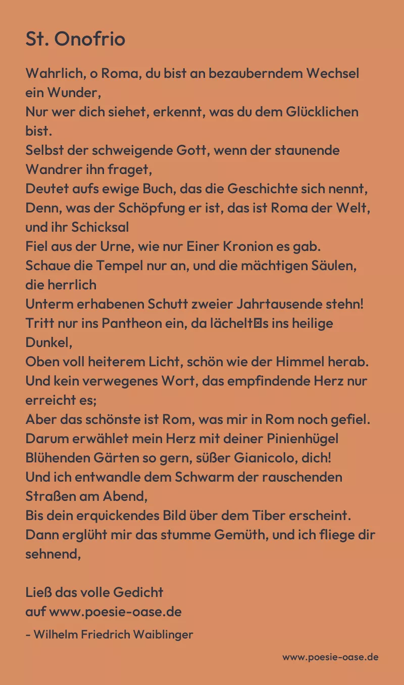 Gedicht: St. Onofrio von Wilhelm Friedrich Waiblinger