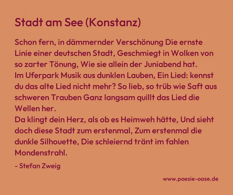 Gedicht: Stadt am See (Konstanz) von Stefan Zweig