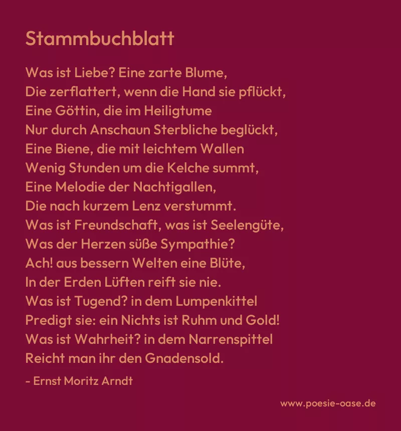 Gedicht: Stammbuchblatt von Ernst Moritz Arndt