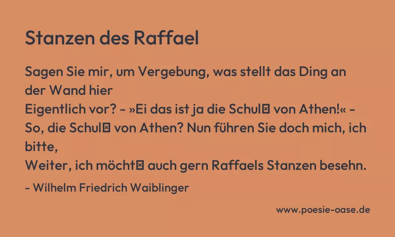 Gedicht: Stanzen des Raffael von Wilhelm Friedrich Waiblinger