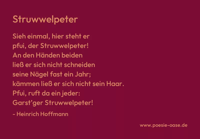 Gedicht: Struwwelpeter von Heinrich Hoffmann