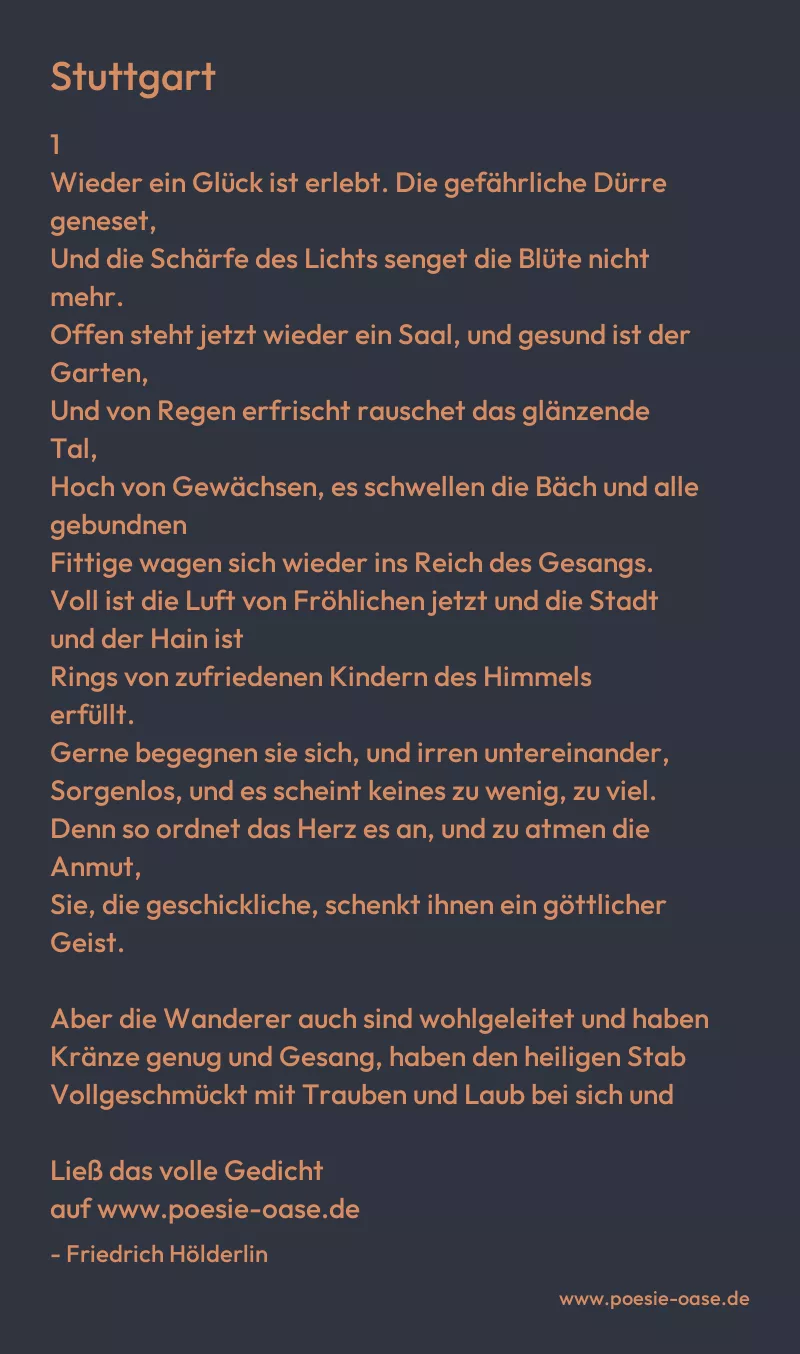 Gedicht: Stuttgart von Friedrich Hölderlin