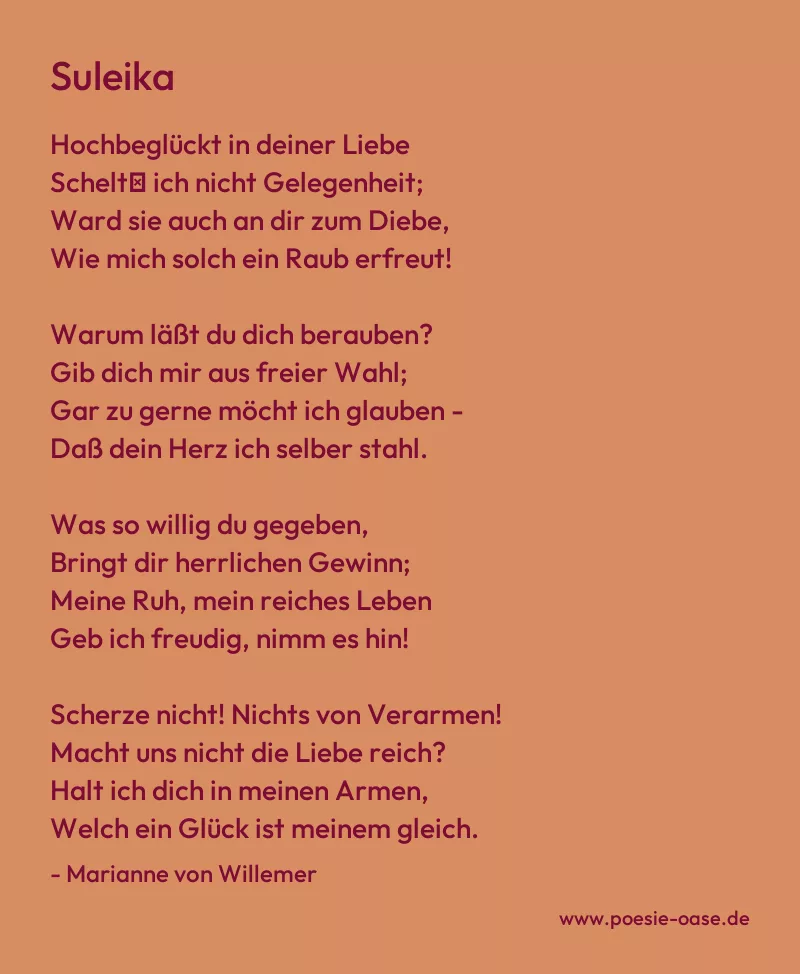 Gedicht: Suleika von Marianne von Willemer