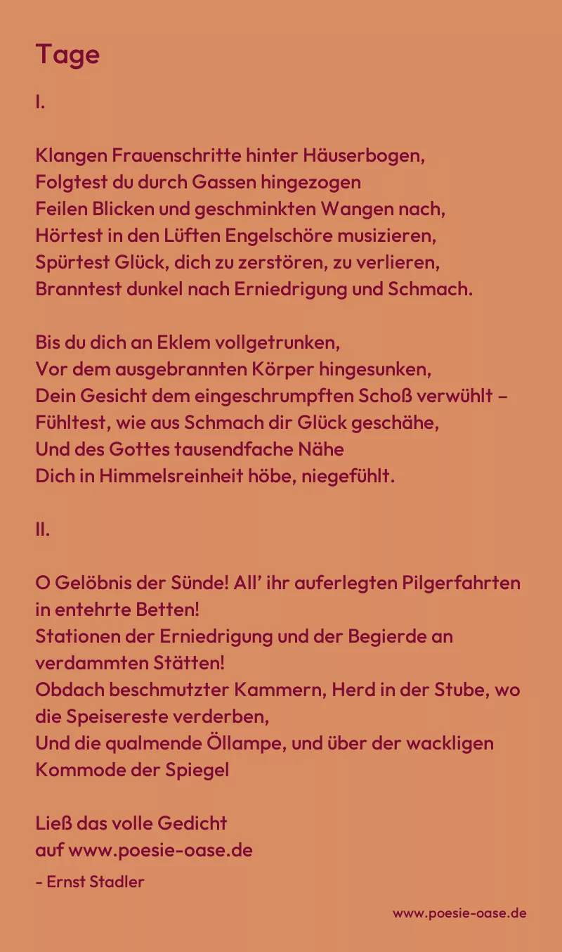 Gedicht: Tage von Ernst Stadler