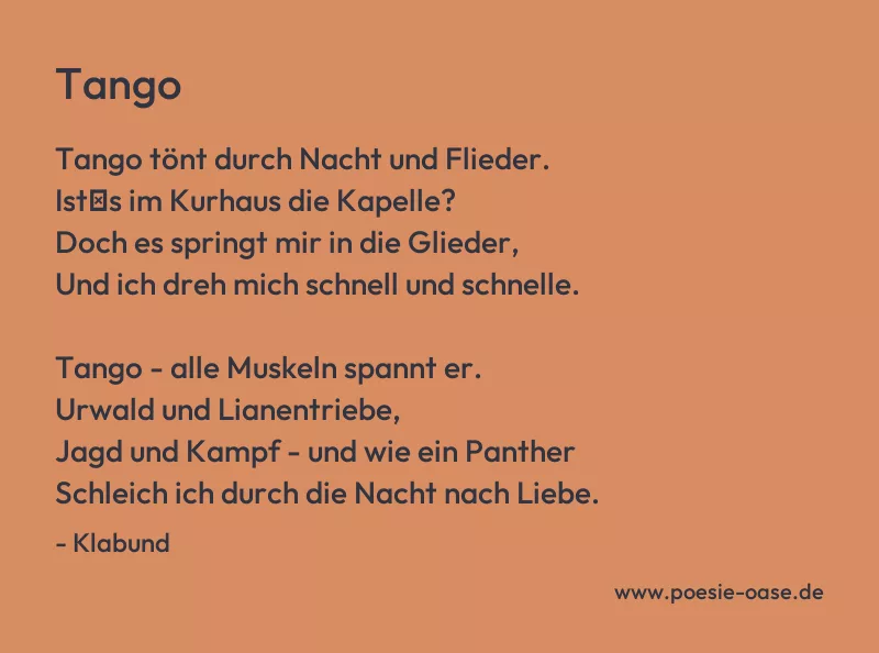 Gedicht: Tango von Klabund