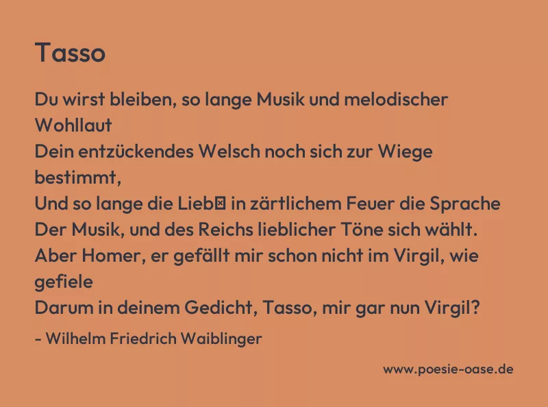 Gedicht: Tasso von Wilhelm Friedrich Waiblinger